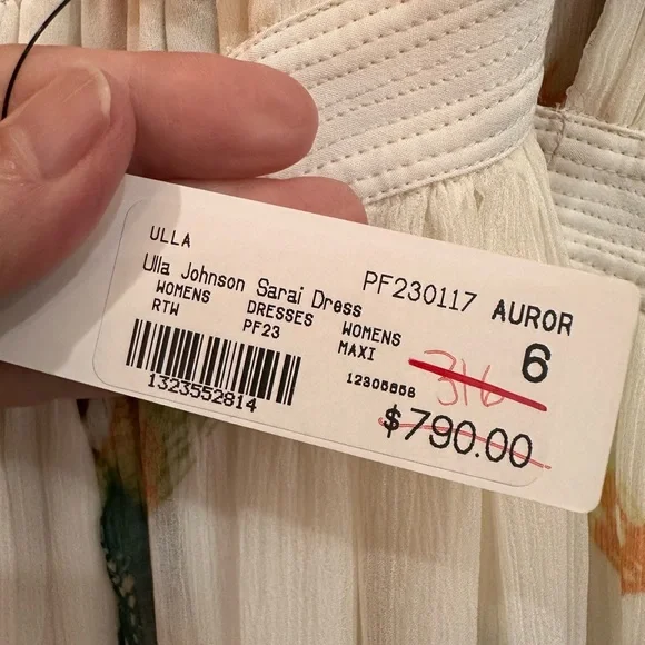 Ulla Johnson Sarai Dress in Cream with Multicolor Details NWT Size 6 - Picture 4 of 7